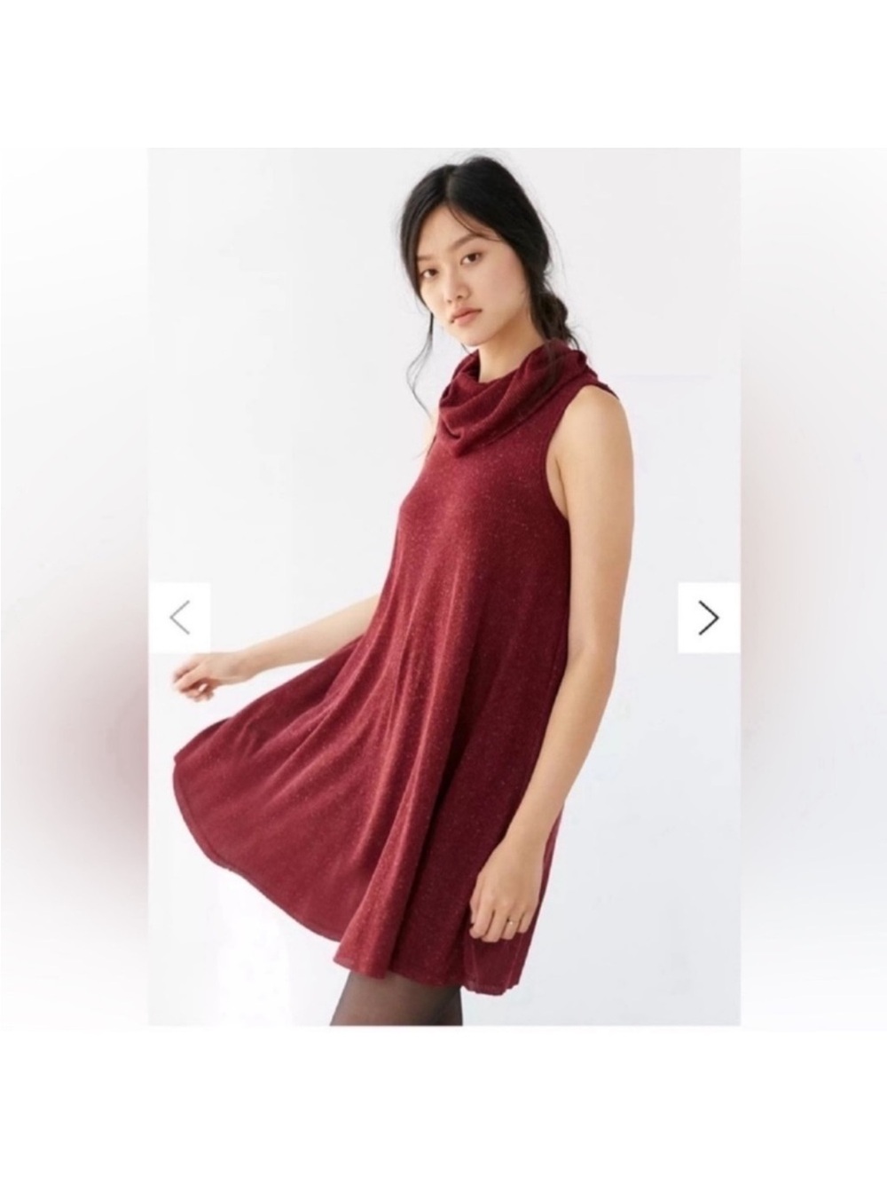 Urban Outfitters BDG Sleeveless ribbed Knit Mini Tunic dress Sz S Burgundy Red